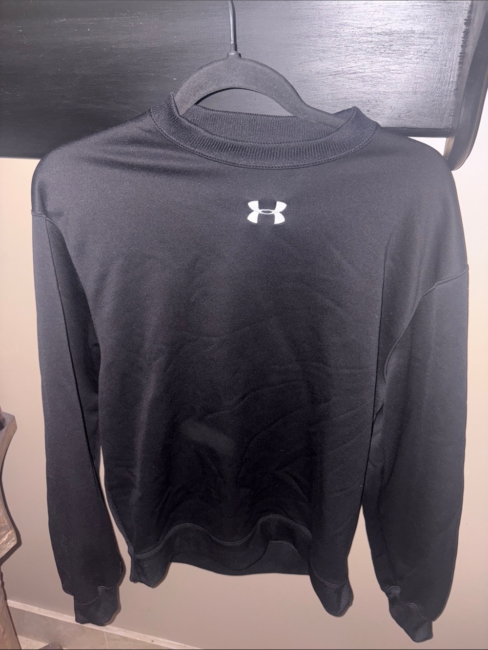 Under Armour Men's Black Crewneck Pullover with White Logo